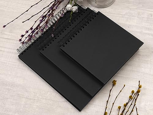 potricher 10 x 10 Inch DIY Scrapbook Photo Album 80 Pages, Black - color: Black, size: 10 Inch 80 Pages
