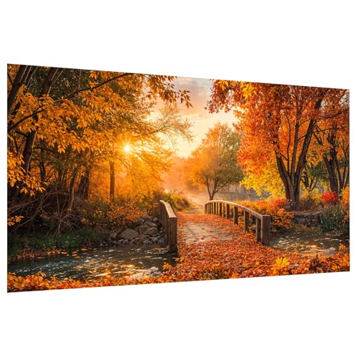 ATDMS Large Diamond Art Kits for Adults, Landscape Diamond Painting Kits | DIY 5D Forest Diamond Painting Kits for Adults,Full Drill Sunset Gem Art Kits for Home Wall Decor 27.5x15.7 Inch - color: Autumn Scenery