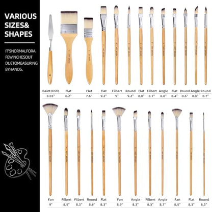 Wesquer Paint Brushes Set for Acrylic, Oil, Watercolor & Face Painting - 25 Piece Artist Brush Kit with Palette Knife, for Artists, Beginners & Adults