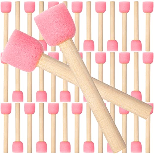 WHQXFDZ 40 Pieces 0.5 inch Round Sponge Foam Brush Set Paint Brush Wooden Handle Foam Brush Sponge Painting Tools for Painting Crafts(0.5inch) - size: 0.5inch