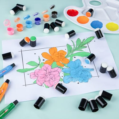 30 Pcs Finger Sponges Daubers, Finger Painting Sponge Daubers with Soft Sponge Head, Finger Face Paint Sponges for Painting Art Ink Crafts Card Making and Face Painting
