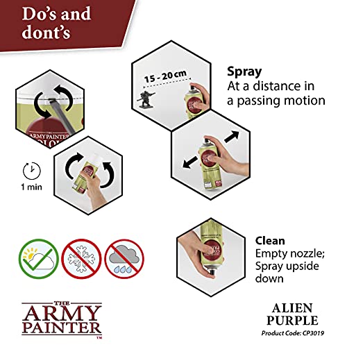 The Army Painter, Colour Primer Alien Purple, 400 ml acrylic spray | Spray Paint Basecoat for Miniature Model Undercoat Priming, Plastic Wargames, DnD & Warhammer - color: Alien Purple