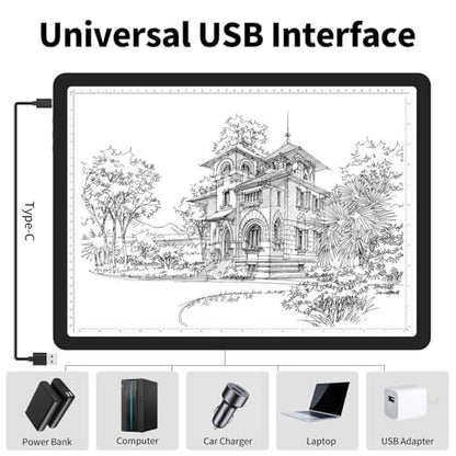 TSOCOS 11000Lux A4 Diamond Art Light Board, Light Pad with Side Physical Buttons & 6 Levels of Brightness, 3 Colors Magnetic Light Box for Tracing, Diamond Painting, Drawing, Weeding Vinyl - style: A4 (Non-rechargeable)