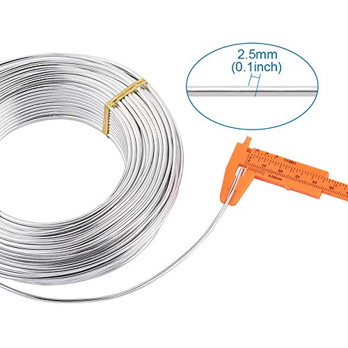 Pandahall 114 Feet Silver Aluminum Wire 2.5mm/10gauge Metal Craft Wire for DIY Manual Arts Jewelry Making(Silver)