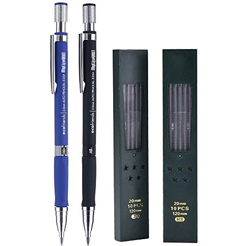 MyLifeUNIT 2.0mm Mechanical Pencil, 2mm Lead Pencil for Draft Drawing, Carpenter, Crafting, Art Sketching (Set of Pencils and Leads) - color: Blue & Black