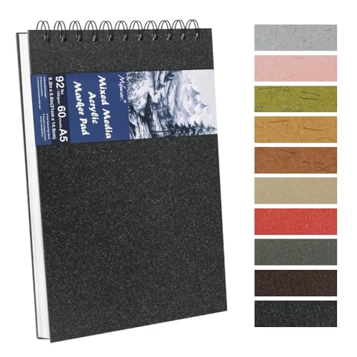 8.3x5.8 Sketch Book,Art Sketchbook for Drawing Pad,Mixed Media Sketchbook | 60sheets 92lb/150gsm Bright White Acid-Free Paper,Top Spiral Lay-Flat,Painting,Dawing & Art Supplies.B-Black - color: TopSpiral-BrightWhite-Black