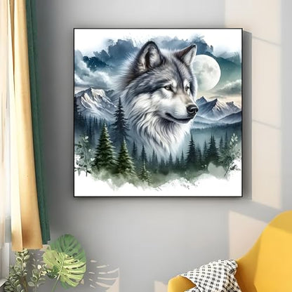 Shouruihua Wolf Diamond Painting Kits for Adults, Wolf Diamond Art Kits | Animal Gem Art, Diamond Dotz Kits, Diamond Dots, Wall Art, Adult Crafts, Full Round Drill Diamond Painting Kits, 11.8x11.8 in - color: Wolf
