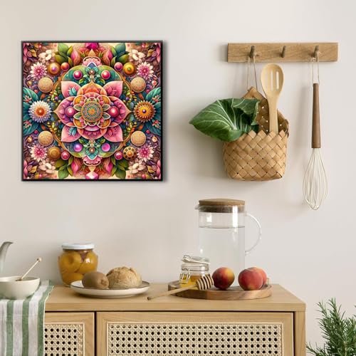 EIBEILI Diamond Art Kits for Adults Mandala Flower Diamond Painting Kits | Round Drill Mandala Diamond Painting for Adults DIY Rhinestone 5D Diamond dots(Gemstone Craft)Home Wall Art Gift 12x16IN - color: DP03797