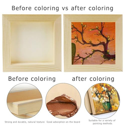 FSWCCK 10 Pack 5 x 5 inch Wood Panel Boards, Unfinished Wood Canvas Panels for Crafts, Painting Canvas, DIY Art Projects, Pouring, Arts Use with Oils, Acrylics - size: 5"X 5" 10 Pack