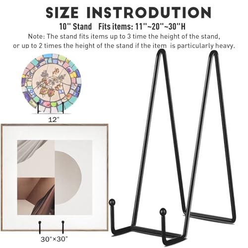 IBosins 5-Pack 10-Inch Plate Holder Display Stands Black Metal Frame Stand | Large Stand for Picture, Book, Photo, Easel, Creation, Collectibles - color: Black, size: 10 Inch