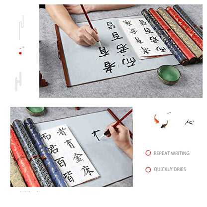 Chinese Calligraphy Practice Scroll Reusable 38x78cm Brocade | Water-activated mat, nonwoven fabric, 15x30.7 inch writing area, -friendly, mess- brush practice, por