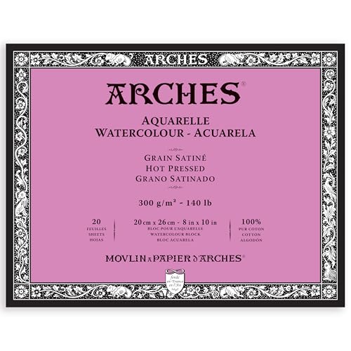 Arches Watercolor Paper Block, Hot Press, 8" x 10", 140 pound - size: 8"x10", style: Hot Press