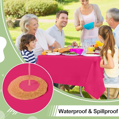 misaya 6 Packs Plastic Table Cloth Hot Pink Disposable Tablecloth - color: Hot Pink, size: 54" X 108"