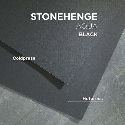Stonehenge Aqua Black Medium Weight Pad, 140lb, Hotpress, 10 x 14 Inches, 15 Sheets for Wet and Dry Media - size: 10x14