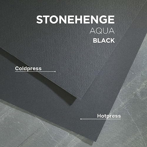 Stonehenge Aqua Black Medium Weight Pad, 140lb, Hotpress, 9 x 12 Inches, 15 Sheets for Wet and Dry Media - size: 9x12