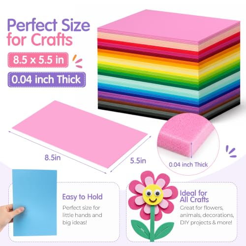 Ctosree 150 Pcs Foam Sheets Crafts 8.5 x 5.5 Inch Foam Paper, Multicolor - color: Multicolor