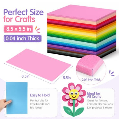 Ctosree 150 Pcs Foam Sheets Crafts 8.5 x 5.5 Inch Foam Paper, Multicolor - color: Multicolor