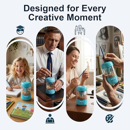 Babilous Rechargeable Electric Pencil Sharpener with Auto Feed & Auto Eject - color: Blue