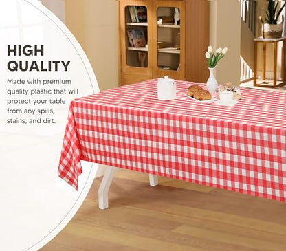 Utopia Kitchen Plastic Table Cloth Disposable (12 Pack - 54x108 Inch) Red Checkered Rectangle Tablecloth Waterproof Stain Resistant Party Table Cover - color: Red Check, size: 54X108 Inch - 12PC