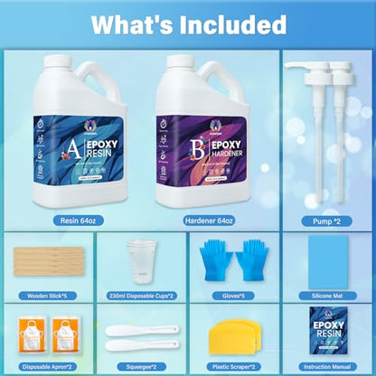 Vivresina Epoxy Resin Kit 1 Gallon, Resina Epoxica with Pump for Crafts - size: 1 GALLON