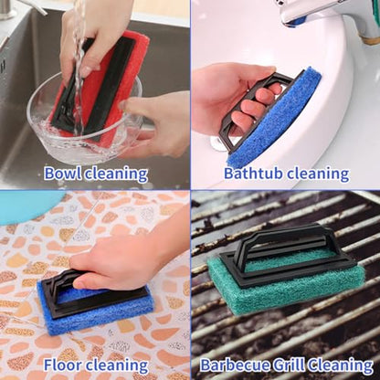 ZLY Screen Printing Scrub Pad,Screen Print Ink Scrub Brush with Handle,3PCS | Screen Print Accessories Supplies for Painting Reclaiming Mesh Frames Silkscreen Ink Remover,Red Green Blue Color
