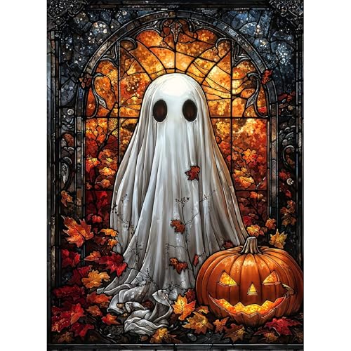WUDWL Halloween Diamond Art Kits for Adults Diamond Painting Kits for Adult | Ghost 5D Diamond Dots Gem Art Crafts with Tools,Round Full Drill Funny Crafts for Home Wall Decor&Gift-12x16inch - color: DP03394, size: Round diamond painting