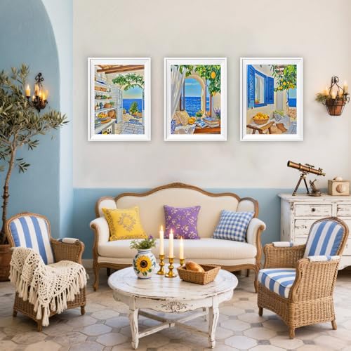 DOTZSO 6PCS Seaside Diamond Painting Art Kits for Adults Beginner 12x16 in | 5D Full Drill Resin, Landscape Pattern, Fits All Ages, Leisure Craft, Stress Relief, Wall/Shelf Display, All-Occasion Gift - color: AAB1 Seaside