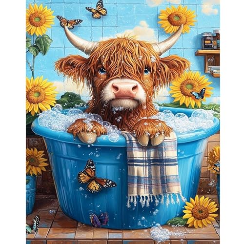 Ycydilirab Cow Paint by Numbers Kit for Adults - Cow Paint by Number Adult,Canvas Paint by Numbers for Adults Wall Art Decor 16×20 Inch - color: Cow, size: 16x20in