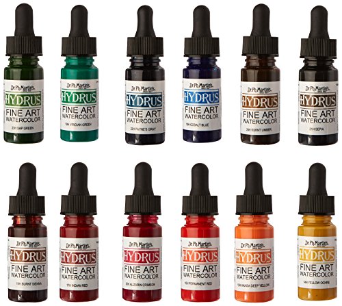 Dr. Ph Martin's Hydrus Watercolor Paint Set of 1/2oz. Bottles-SET 2