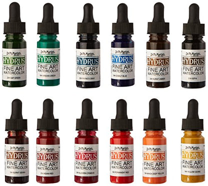 Dr. Ph Martin's Hydrus Watercolor Paint Set of 1/2oz. Bottles-SET 2