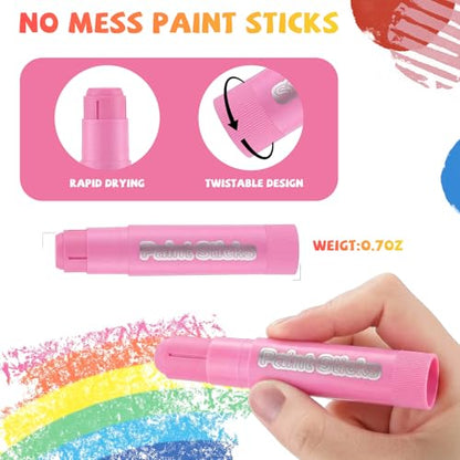 Gilprop 20 Sets Tempera Paint Sticks 120 Pcs 6 Colors Washable Quick Drying Art Solid Tempera Paint Stick Bulk Crafts Supplies(Macaron) - color: Macaron