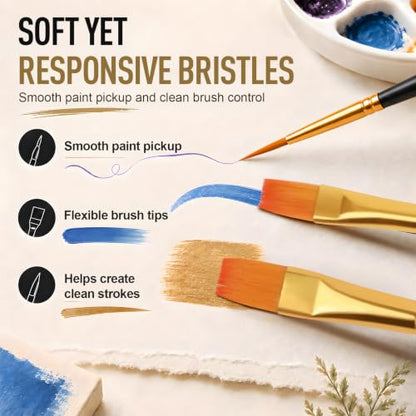 Bonison Watercolor Brushes, 12 Pcs Artist Paint Brushes Kit Multi-Size
