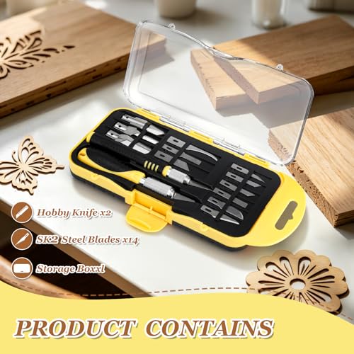 Exacto Knife Set, Precision Craft Hobby Knife Kit, 16 PCS knife set with Storage Case, for DIY Crafting, Paper, Leather, Foam, Vinyl, Fruits, Pumpkin, Models, 3D Printing, Junk Journal Supplies