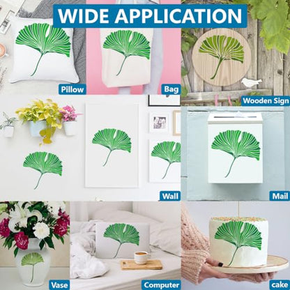 MAYJOYDIY Ginkgo Leaf Stencils, 4 Pieces Multi-Size Templates, 11.8x11.8 to 5.9x5.9 inches, Reusable PET Painting Templates for Wall Art - color: Ginkgo Leaf