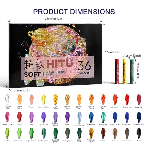rubens 36 Colors Soft Oil Pastels, Creamy & Easy Blending - color: 36 Colors