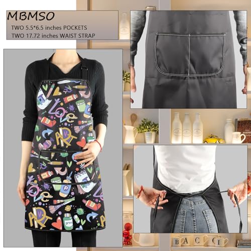 MBMSO Painting Artist Apron with Pockets Artist Painter Gifts Art Lover Gift for Art Teacher Student Painter Apron Waterproof - color: Love Art A-black6