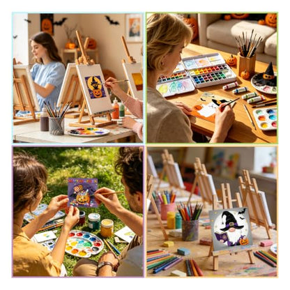 12 Packs Pre Drawn Canvas to Paint, Pre Printed Canvas for Painting, Pre Stretched Canvas Outline Painting Boards for Beginners, Students, Party Favors(4 * 4in) (Halloween) - color: Halloween