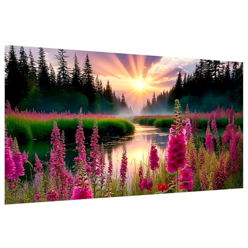 SparkGlow Large Landscape Diamond Art Kits for Adult, Sunset Diamond Painting Kits for Beginners, Full Drill Flowers Diamond Art Painting, Gem Art Crafts Home Walls Decor Gifts 27.5 X 15.7 Inch - color: Landscape 004