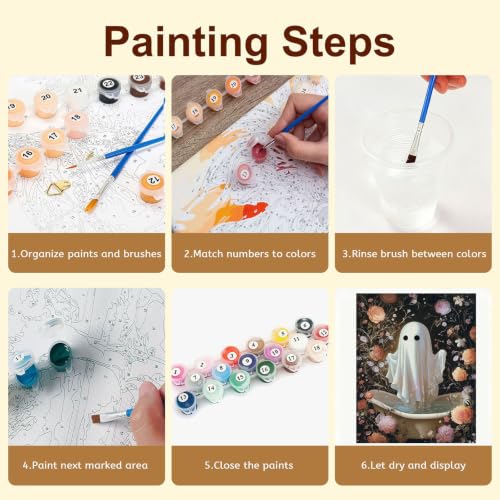 Gemozaic Halloween Paint by Numbers Kit for Adults - Cute Bathtub Ghost - color: MT23100