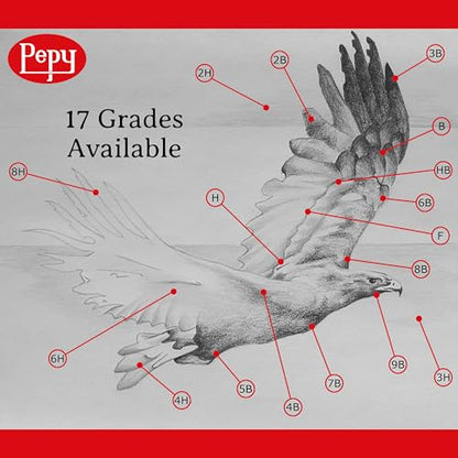 Pepy Graphite Professional Drawing Pencils - Set of 12 F Pre-Sharpened Black Lead Pencils; Perfect for Drawing, Sketching and Shading, Graphic and Fine Art - style: Set of 12 - F