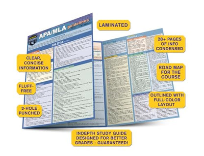 APA/MLA Guidelines - 7th/9th Editions Style Reference for Writing: a QuickStudy Laminated Guide (Quick Study Academic)