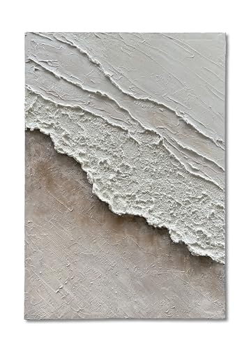 Art Hand-Painted White and Brown Gradient Wavy Texture Abstract Oil Painting 40x28-inch Canvas Oil Painting an Artwork Suitable for Home and Office Wall Decoration - color: Yi117
