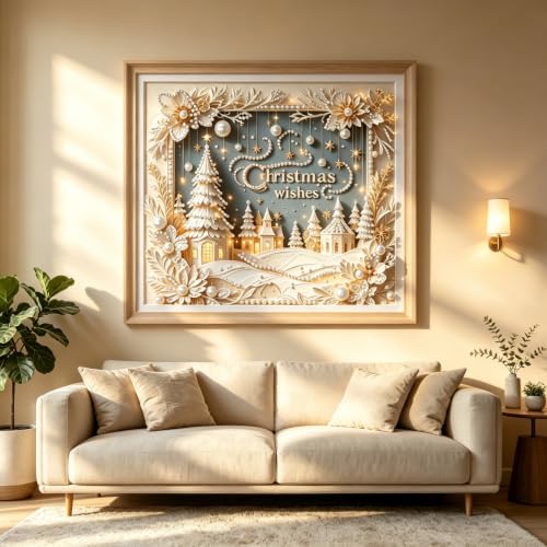Pearl Christmas Wishes Town Diamond Painting Kits for Adults,5D Diamond Art - color: PL26-1