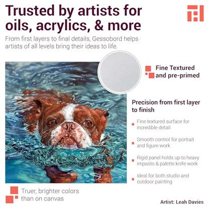 Ampersand Gessobord for Acrylic, Oil and Mixed Media, 1/8 Inch Depth, 6X8 Inch, Pack of 3 (GBS0608) - size: 6" x 8" Pack of 3
