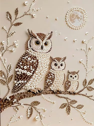Owls Pearl Diamond Painting Kits for Adults,3D Special Shape Diamond Art - color: PL11-1