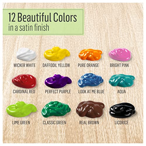FolkArt PROMO830 Multi Satin Finish Acrylic Craft Paint Set Designed for Beginners and Artists, Non-Toxic Formula That Works on All Surfaces, 2 oz, 2 Fl Oz (Pack of 12), Colors may vary, 24