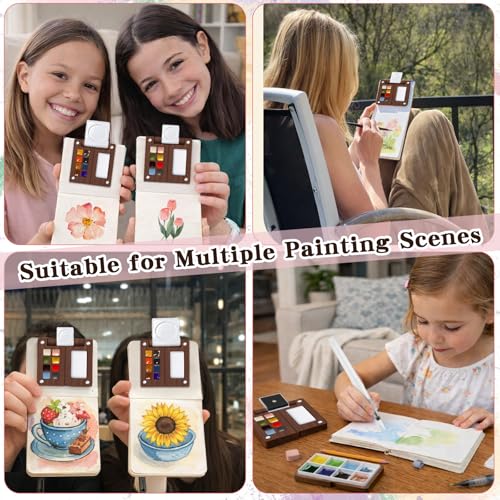 Travel Watercolor Paint Set - Pocket 8-Color Mini Paint Kit with Sketch Pad - color: 8 Colours D