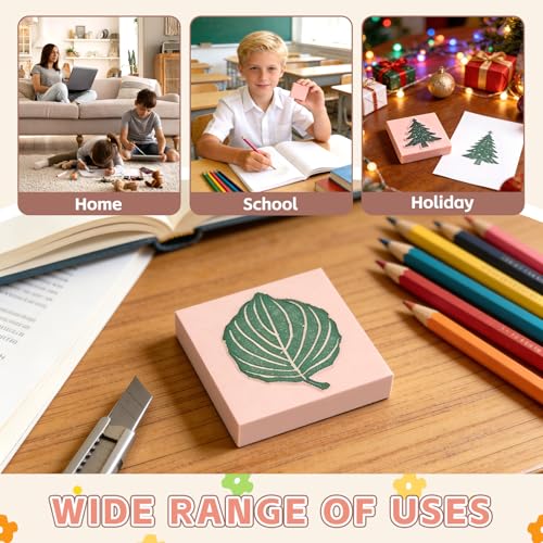 6 Pack 2"x2" Pale Pink Rubber Stamp Carving Blocks - Soft Linoleum Material for DIY Craft Projects & Handmade Stamps - style: Square