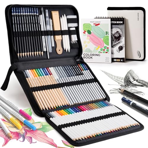 Four Candies 85 Pack Sketching Kit for Artist Gifts & Art Supplies