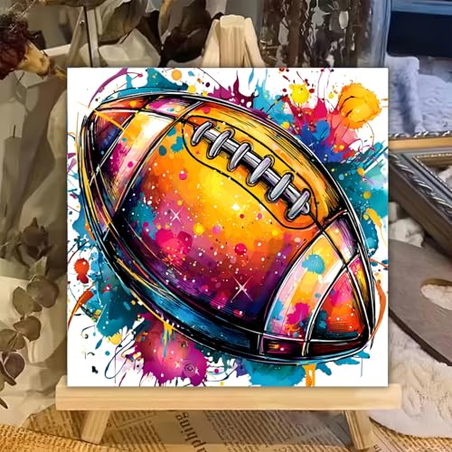 XTCIXAL Paint by Numbers Kit for Kids with Frame, Football, 8X8 inch - color: 03-Football